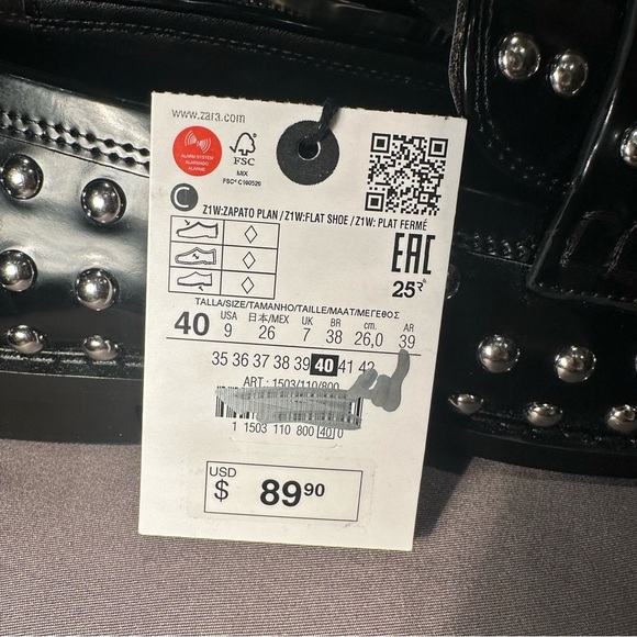 Zara Women's Black Studded Loafers - Picture 5 of 9